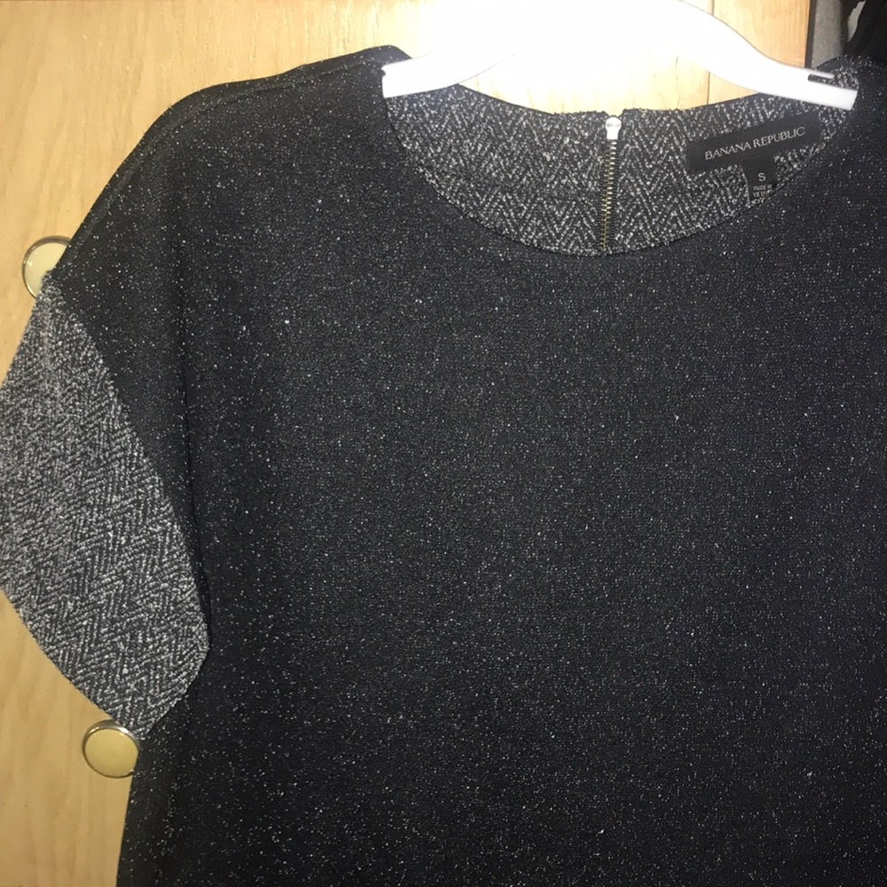 Banana Republic Black and sequined pocket top